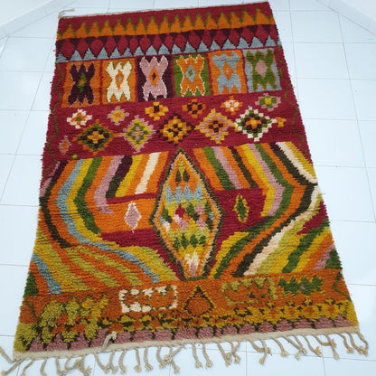 KRAD | 9'4x6'1 Ft | 2,86x1,87 m | Moroccan Colorful Rug | 100% wool handmade - OunizZ