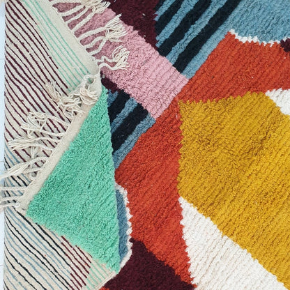 KRIBI | 10x8 ft | 3x2,5 m | Moroccan Colorful Rug | 100% wool handmade - OunizZ