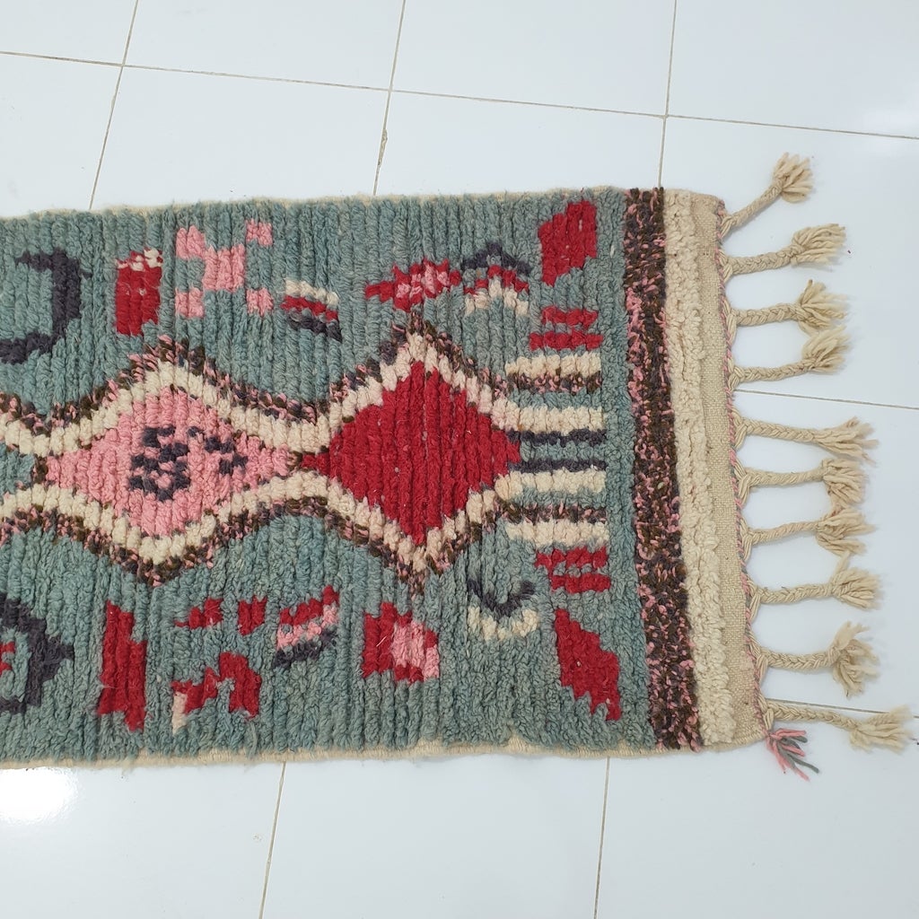 KSAR Runner | 9'5x2'5 Ft | 2,91x0,77 m | Moroccan Colorful Rug | 100% wool handmade - OunizZ