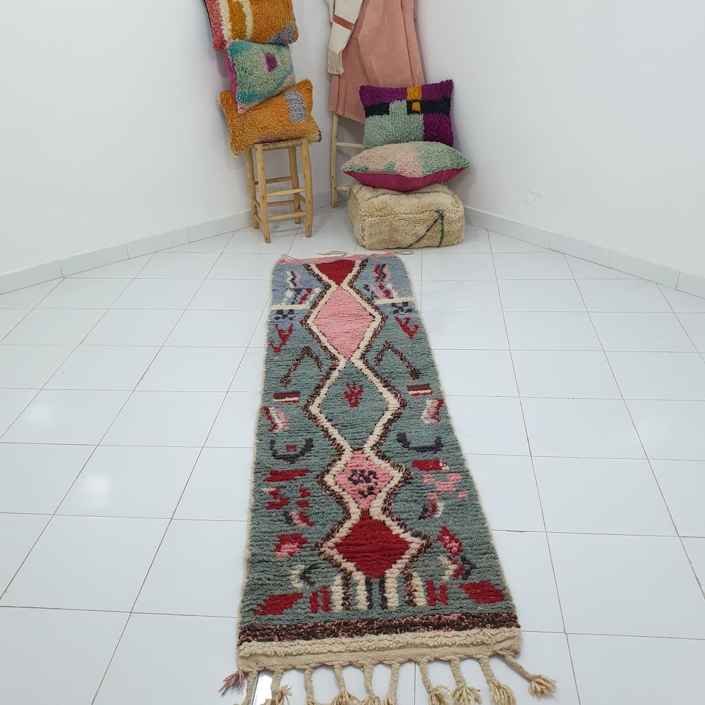 KSAR Runner | 9'5x2'5 Ft | 2,91x0,77 m | Moroccan Colorful Rug | 100% wool handmade - OunizZ