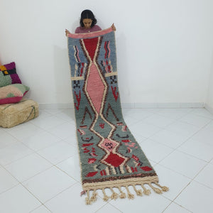 KSAR Runner | 9'5x2'5 Ft | 2,91x0,77 m | Moroccan Colorful Rug | 100% wool handmade - OunizZ