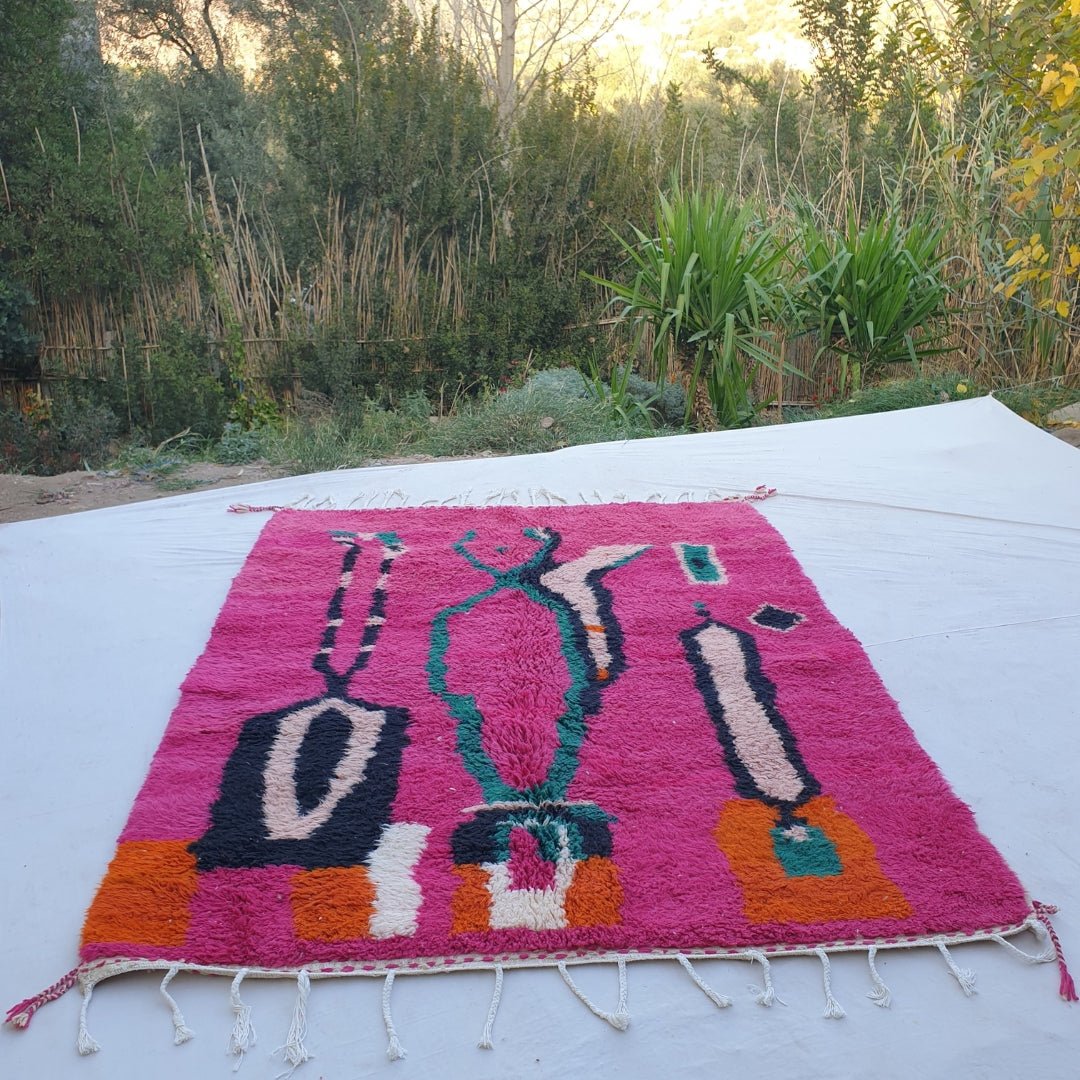 Lagssira - MOROCCAN RUG BOUJAD | Moroccan Berber Rug | Colorful Rug Moroccan Carpet | Authentic Handmade Berber Bedroom Rugs | 9'08x7 Ft | 277x213 cm - OunizZ