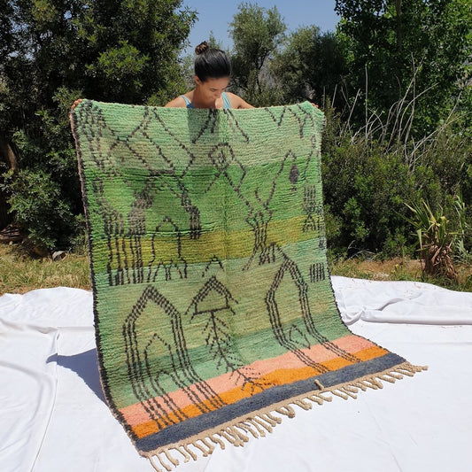 LAJAB | 6'1x4'9 Ft | 186x150 cm | Moroccan Colorful Rug | 100% wool handmade - OunizZ