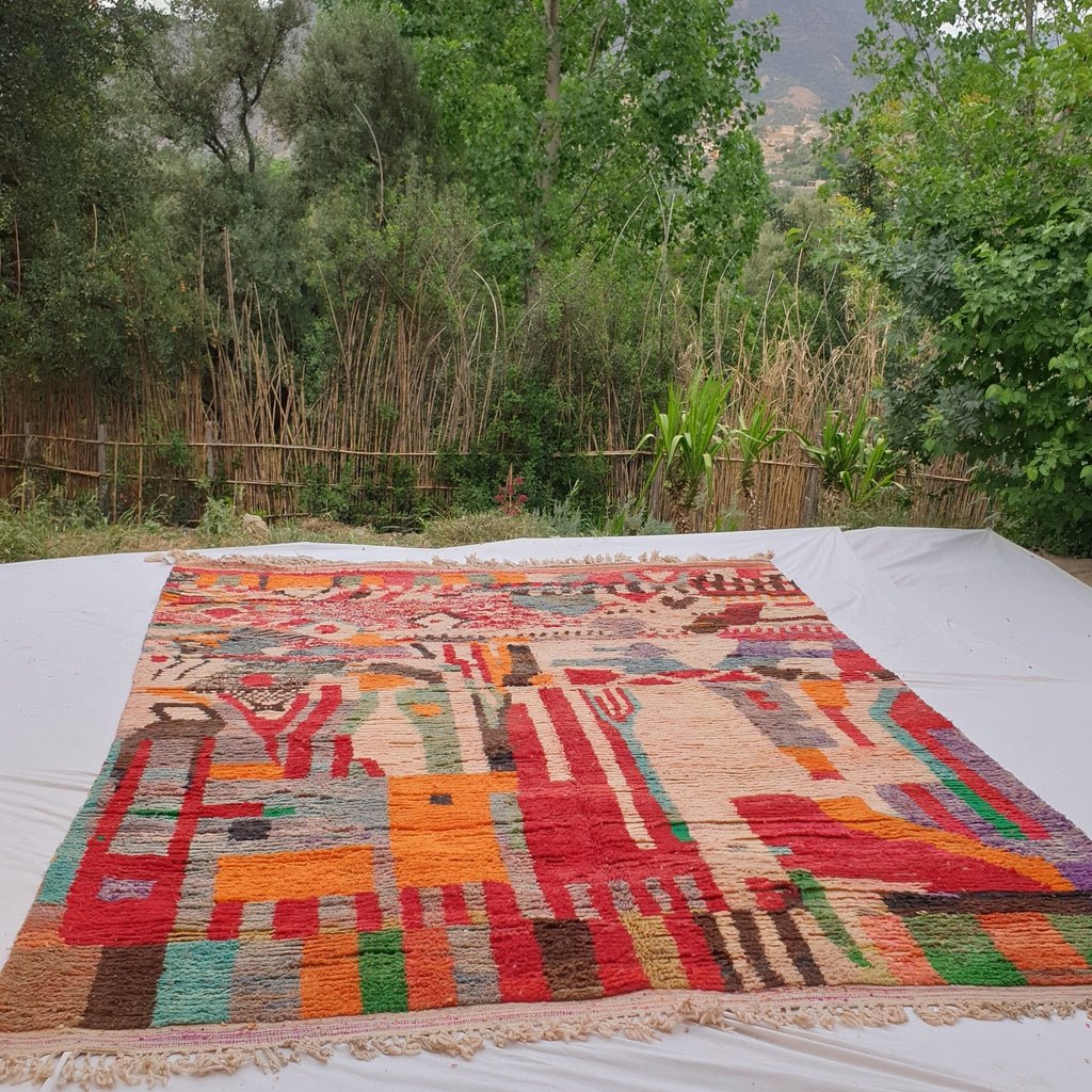 Lakri - MOROCCAN BOUJAAD RUG | Large Berber Colorful Area Rug for living room Handmade Authentic Wool | 12'9x10'3 Ft | 393x313 cm - OunizZ