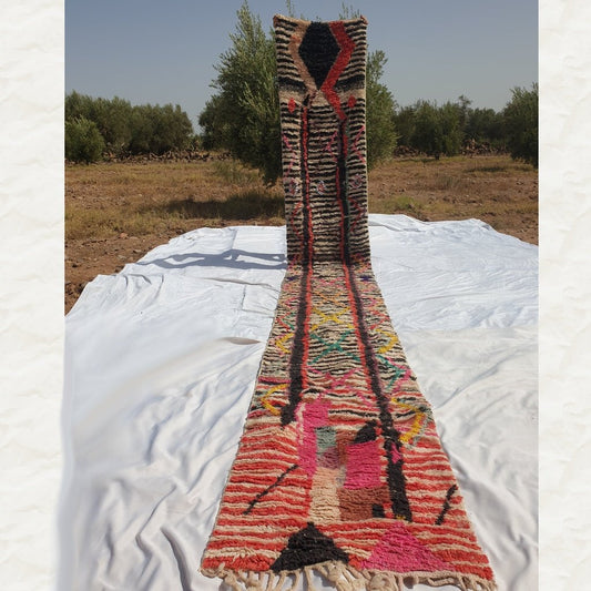 LAMTEL Runner | 19'7x2'8 Ft | 6x0,86 m | Moroccan Colorful Rug | 100% wool handmade - OunizZ