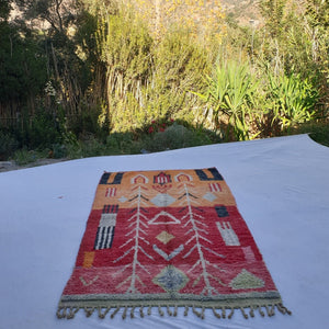 Lamuna - Moroccan Rug Boujaad | Colorful Authentic Berber Handmade Bedroom Rug | 7'22x4'40 Ft | 2,20x1,34 m - OunizZ