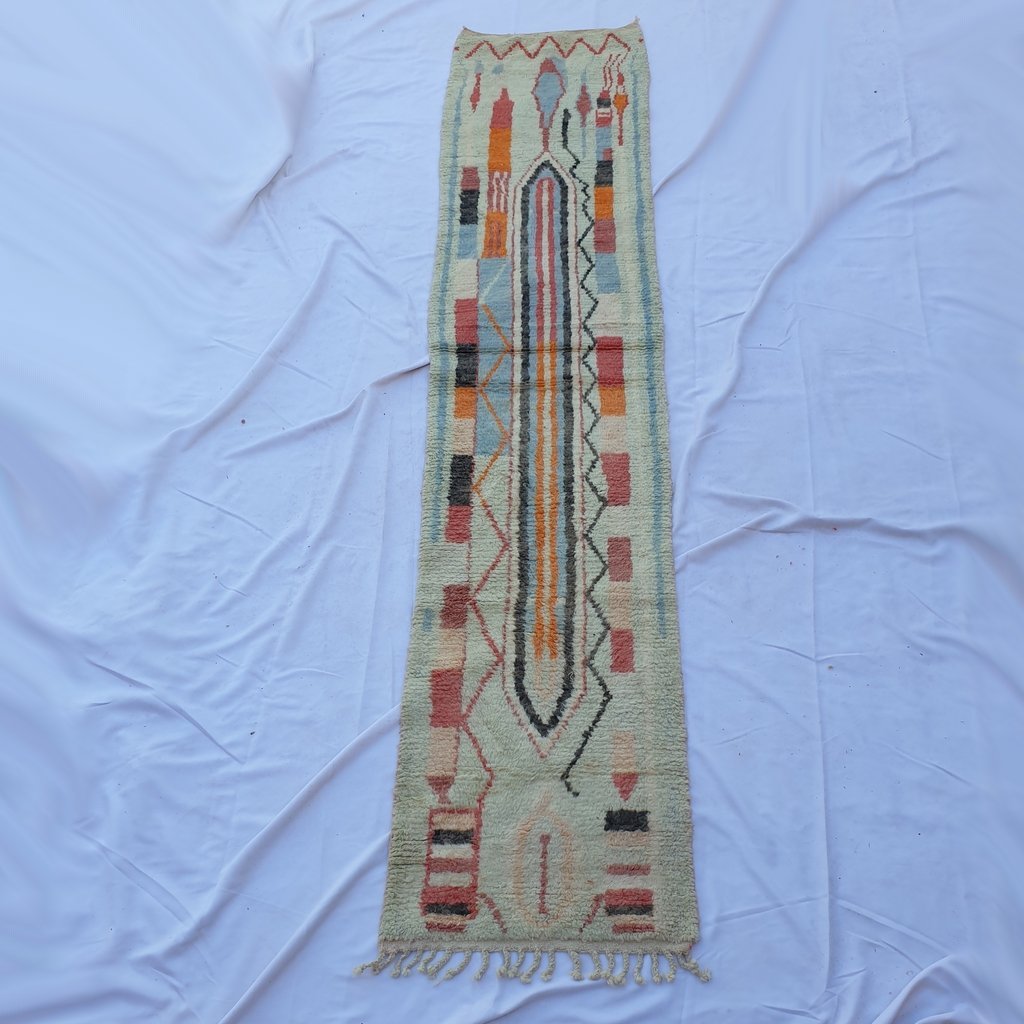 LARAK Runner | 11'2x2'4 Ft | 3,41x0,72 m | Moroccan Colorful Rug | 100% wool handmade - OunizZ