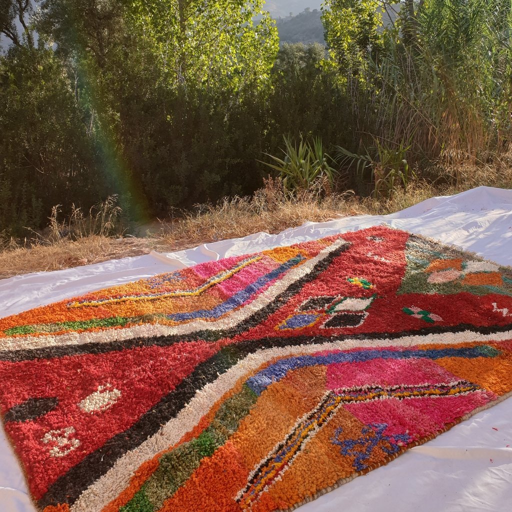 LEBZAR | 7x10 Ft | 3x2 m | Moroccan Colorful Rug | 100% wool handmade - OunizZ