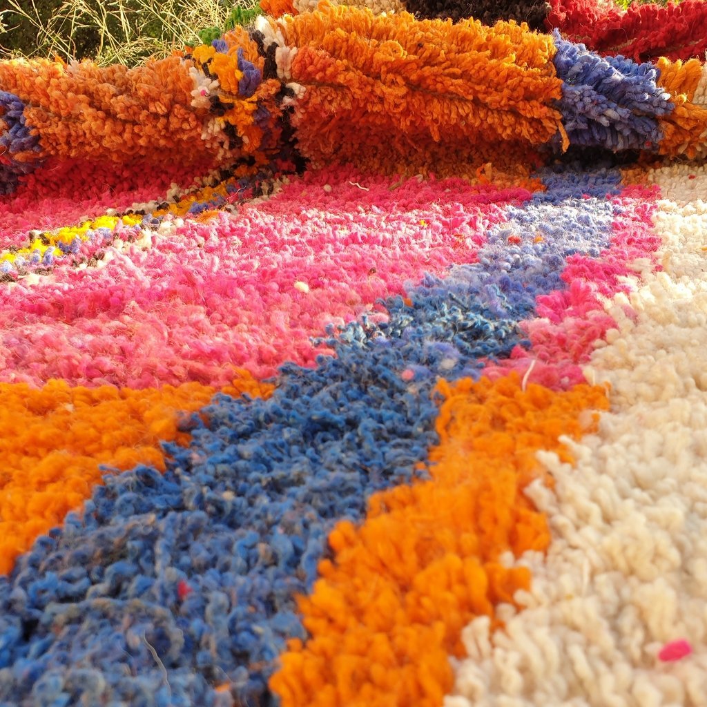 LEBZAR | 7x10 Ft | 3x2 m | Moroccan Colorful Rug | 100% wool handmade - OunizZ