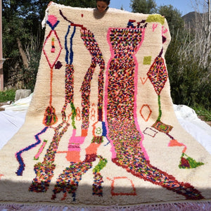 LEUZE | 10x6 Ft | 3x2 m | Moroccan Colorful Rug | 100% wool handmade - OunizZ