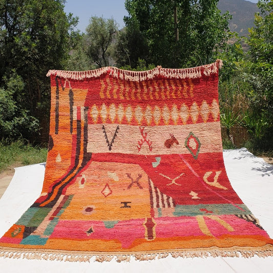Liwana - MOROCCAN BOUJAD RUG | Large Berber Colorful Area Rug for living room Handmade Authentic Wool | 13'2x9'6 Ft | 402x293 cm - OunizZ