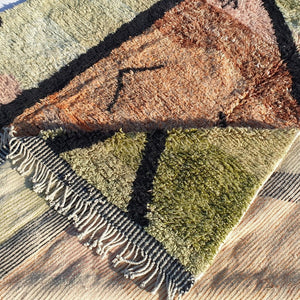 Loun | Beni Mrirt Moroccan rug Green Ultra Soft & Thick | 9x12 Ft | 369x294 cm | Moroccan Colorful Beni Mrirt Rug | 100% wool handmade - OunizZ