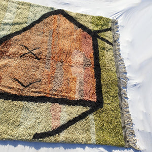 Loun | Beni Mrirt Moroccan rug Green Ultra Soft & Thick | 9x12 Ft | 369x294 cm | Moroccan Colorful Beni Mrirt Rug | 100% wool handmade - OunizZ