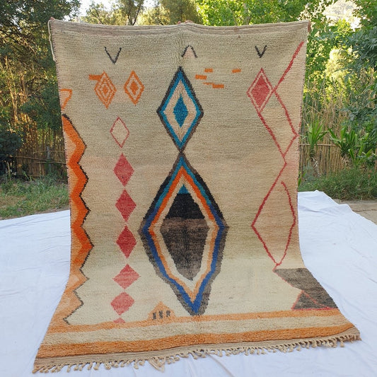 Luba - MOROCCAN BOUJAAD RUG | Berber Colorful Area Rug for living room Handmade Authentic Wool | 9'7x6'1 Ft | 297x185 cm - OunizZ