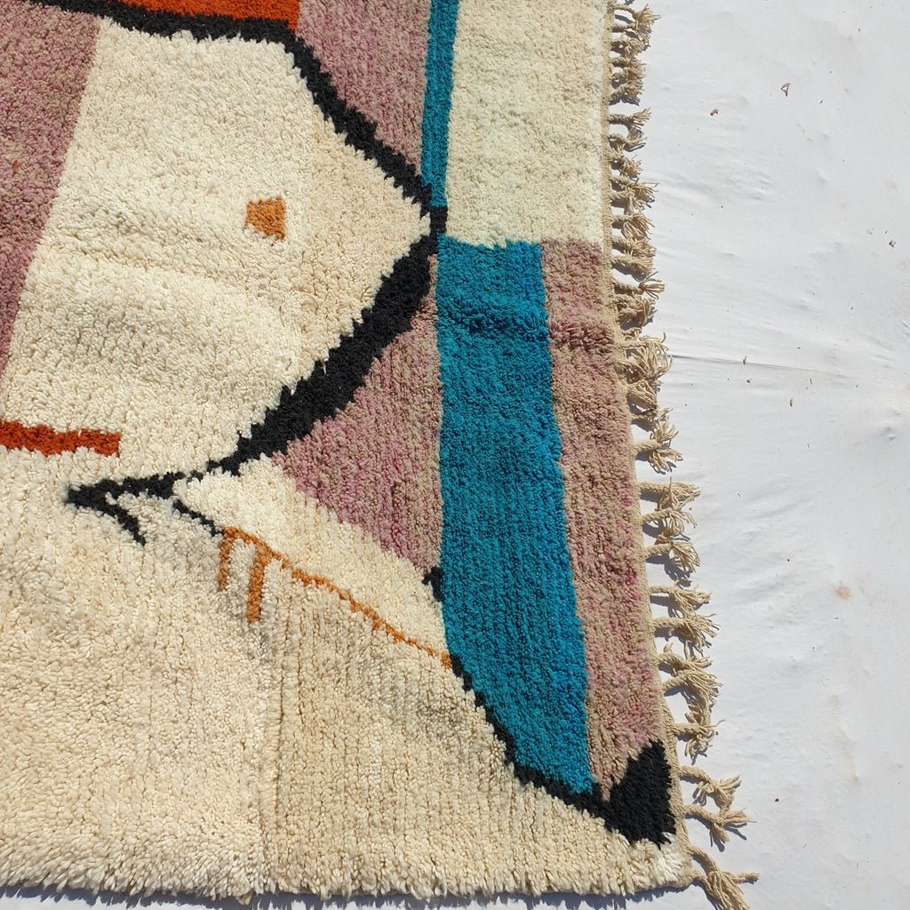 Mandar MOROCCAN BOUJAAD RUG | Moroccan Berber Rug | Orange & Pink Rug Moroccan Carpet | Authentic Handmade Berber Bedroom Rugs | 9'60x6'60 Ft | 2,85x2,01 m - OunizZ