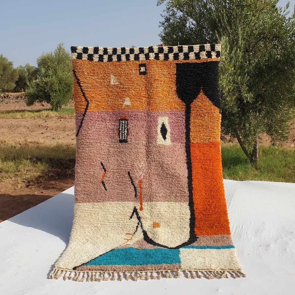 Mandar - Moroccan Rug Boujad | Colorful Authentic Berber Handmade Bedroom Rug | 8'4x5'2 Ft | 2,57x1,58 m - OunizZ