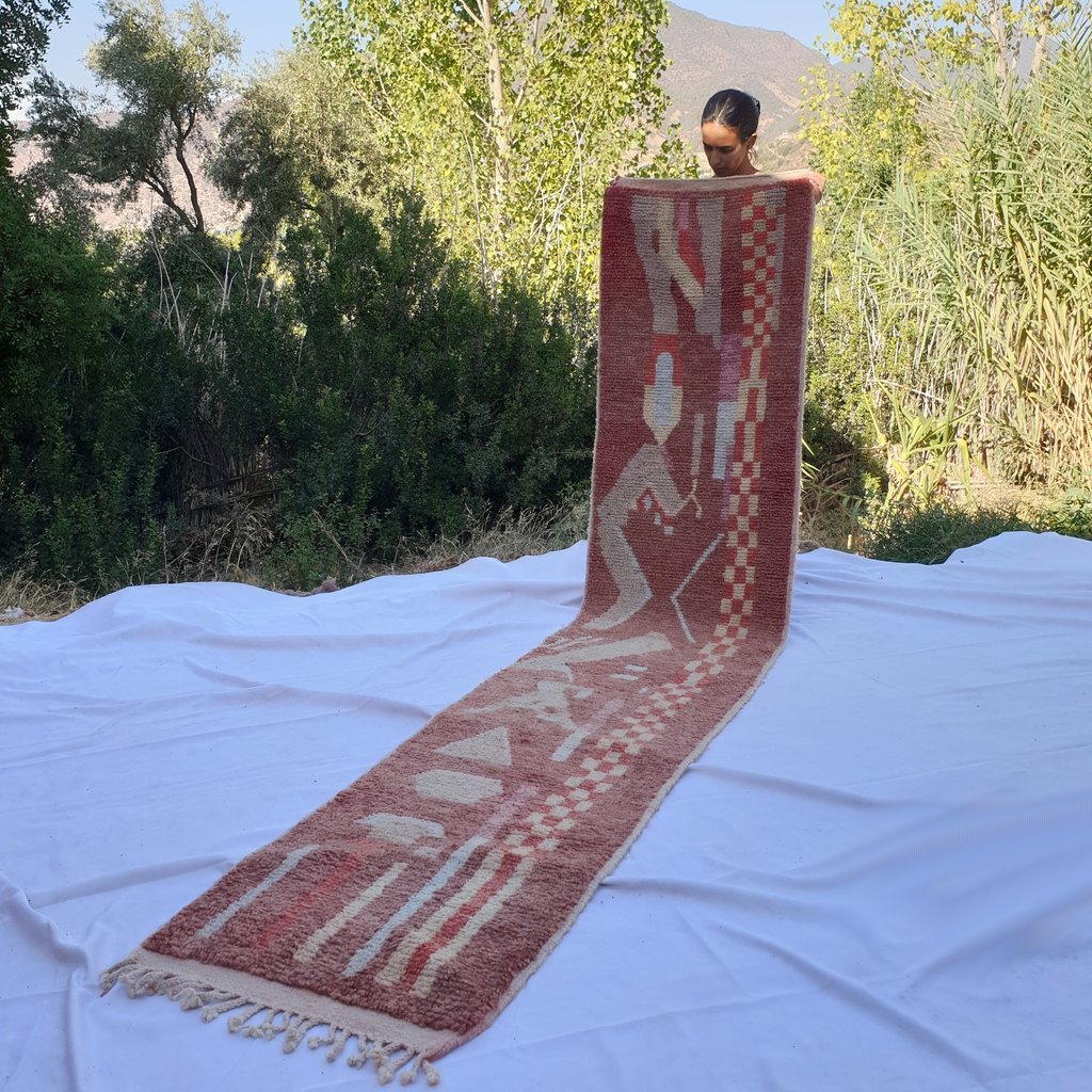 MARET Runner | 11'3x2'3 Ft | 3,45x0,71 m | Moroccan Colorful Rug | 100% wool handmade - OunizZ