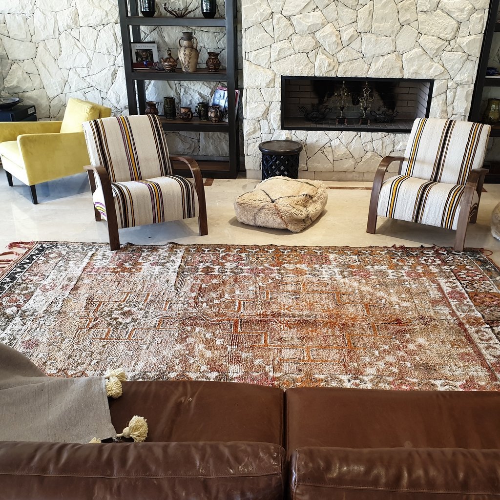 MASSLA | 11'3x6'6 Ft | 3,43x2,02 m | Moroccan VINTAGE Colorful Rug | 100% wool handmade - OunizZ