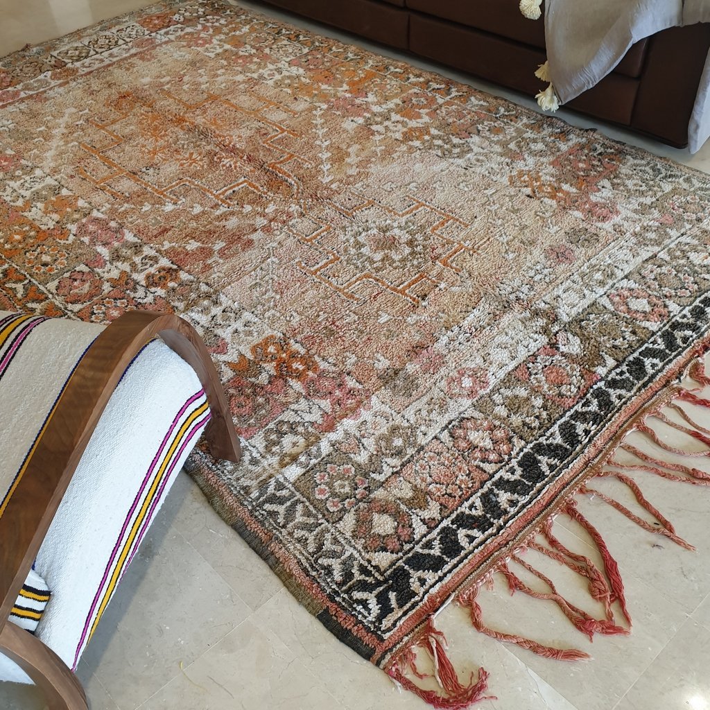 MASSLA | 11'3x6'6 Ft | 3,43x2,02 m | Moroccan VINTAGE Colorful Rug | 100% wool handmade - OunizZ