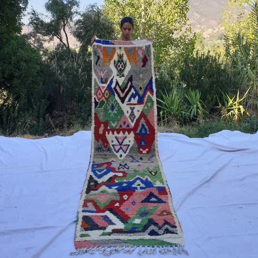 MAYN Runner | 10x2'6 Ft | 3,06x0,80 m | Moroccan Colorful Rug | 100% wool handmade - OunizZ