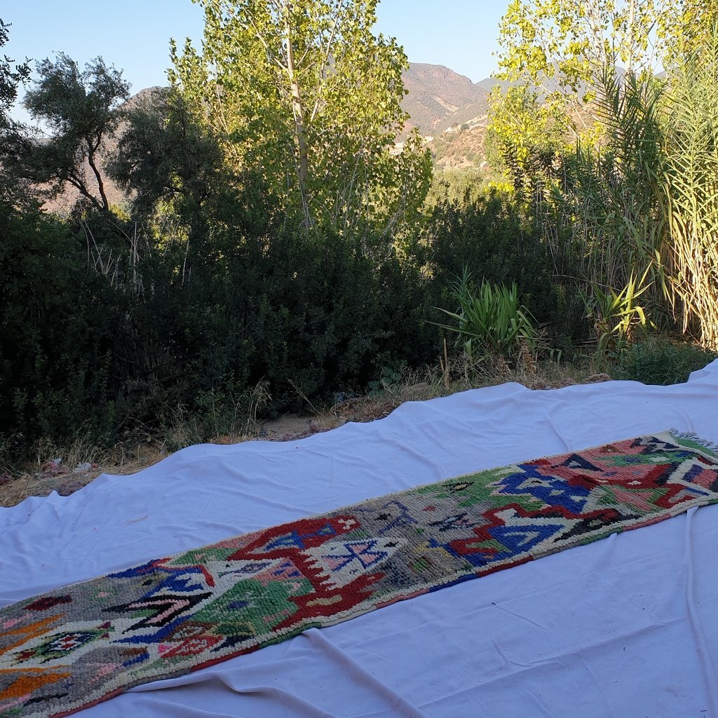 MAYN Runner | 10x2'6 Ft | 3,06x0,80 m | Moroccan Colorful Rug | 100% wool handmade - OunizZ
