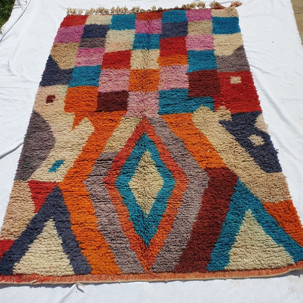MEZWAR | 8x5 Ft | 2,5x1,5 m | Moroccan Colorful Rug | 100% wool handmade - OunizZ