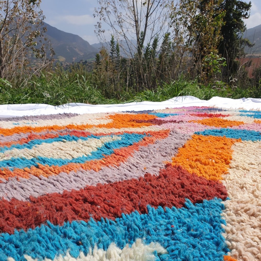 MEZWAR | 8x5 Ft | 2,5x1,5 m | Moroccan Colorful Rug | 100% wool handmade - OunizZ