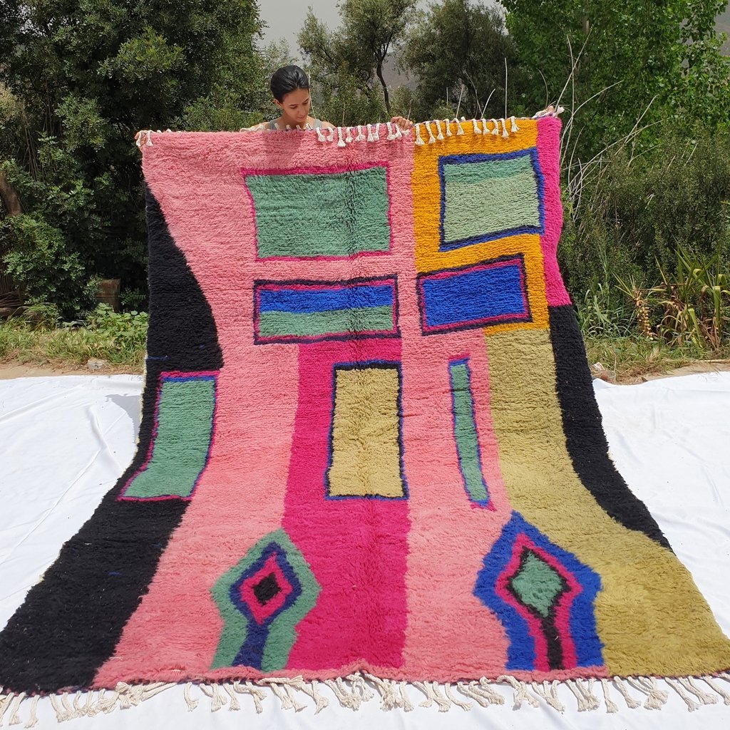 MGHNYA | 9'5x6'5 Ft | 3x2 m | Moroccan Beni Ourain Rug | 100% wool handmade - OunizZ