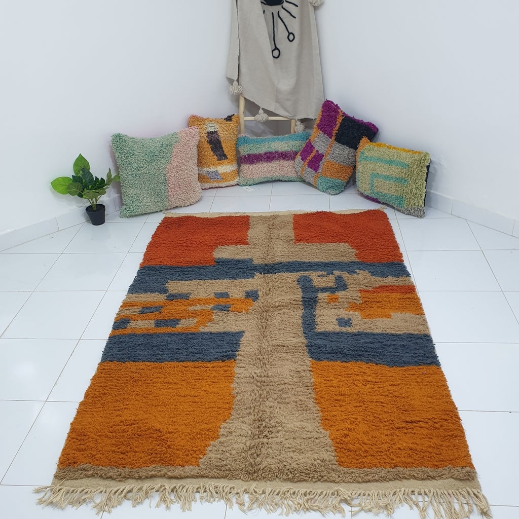 MIBRY | 7x5 Ft | 214x150 cm | Moroccan Colorful Rug | 100% wool handma ...