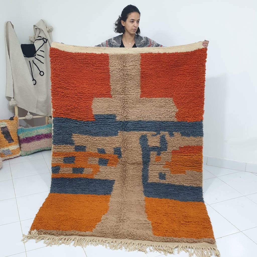 MIBRY | 7x5 Ft | 214x150 cm | Moroccan Colorful Rug | 100% wool handma ...