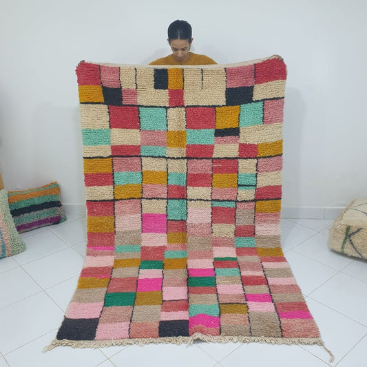 MIDAMA | 7'5x4'9 Ft | 2,30x1,48 m | Moroccan Colorful Rug | 100% wool handmade - OunizZ