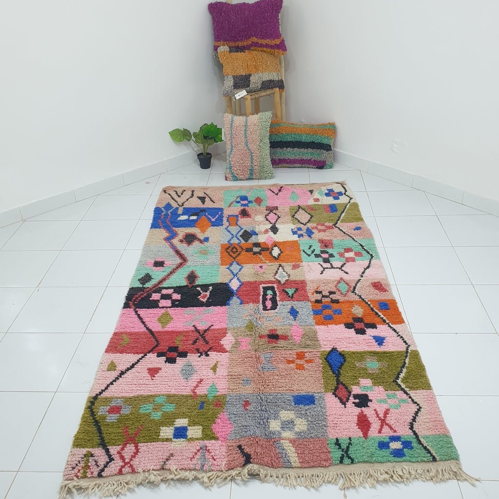 MIDOER | 8'5x4'8 Ft | 2,60x1,45 m | Moroccan Colorful Rug | 100% wool handmade - OunizZ