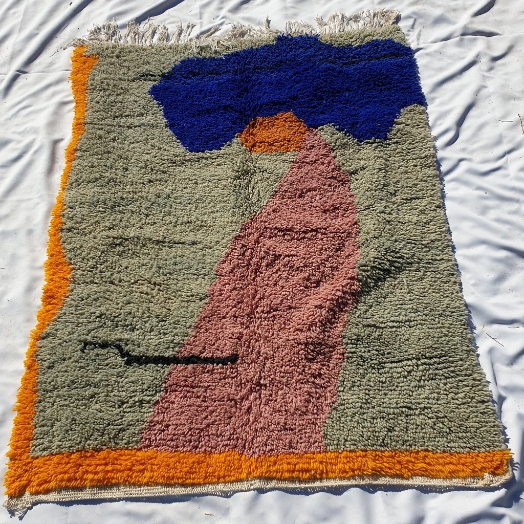 MINAWRA | 5'7x4'4 Ft | 175x130 cm | Moroccan Colorful Rug | 100% wool handmade - OunizZ