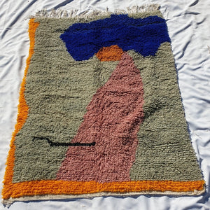 MINAWRA | 5'7x4'4 Ft | 175x130 cm | Moroccan Colorful Rug | 100% wool handmade - OunizZ