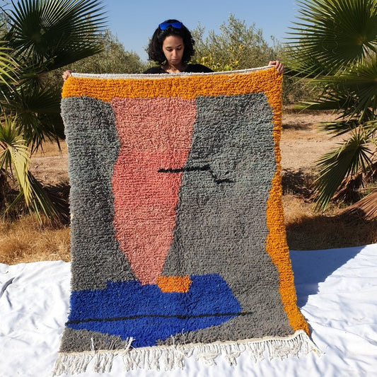 MINAWRA | 5'9x4'3 Ft | 180x130 cm | Moroccan Colorful Rug | 100% wool handmade - OunizZ