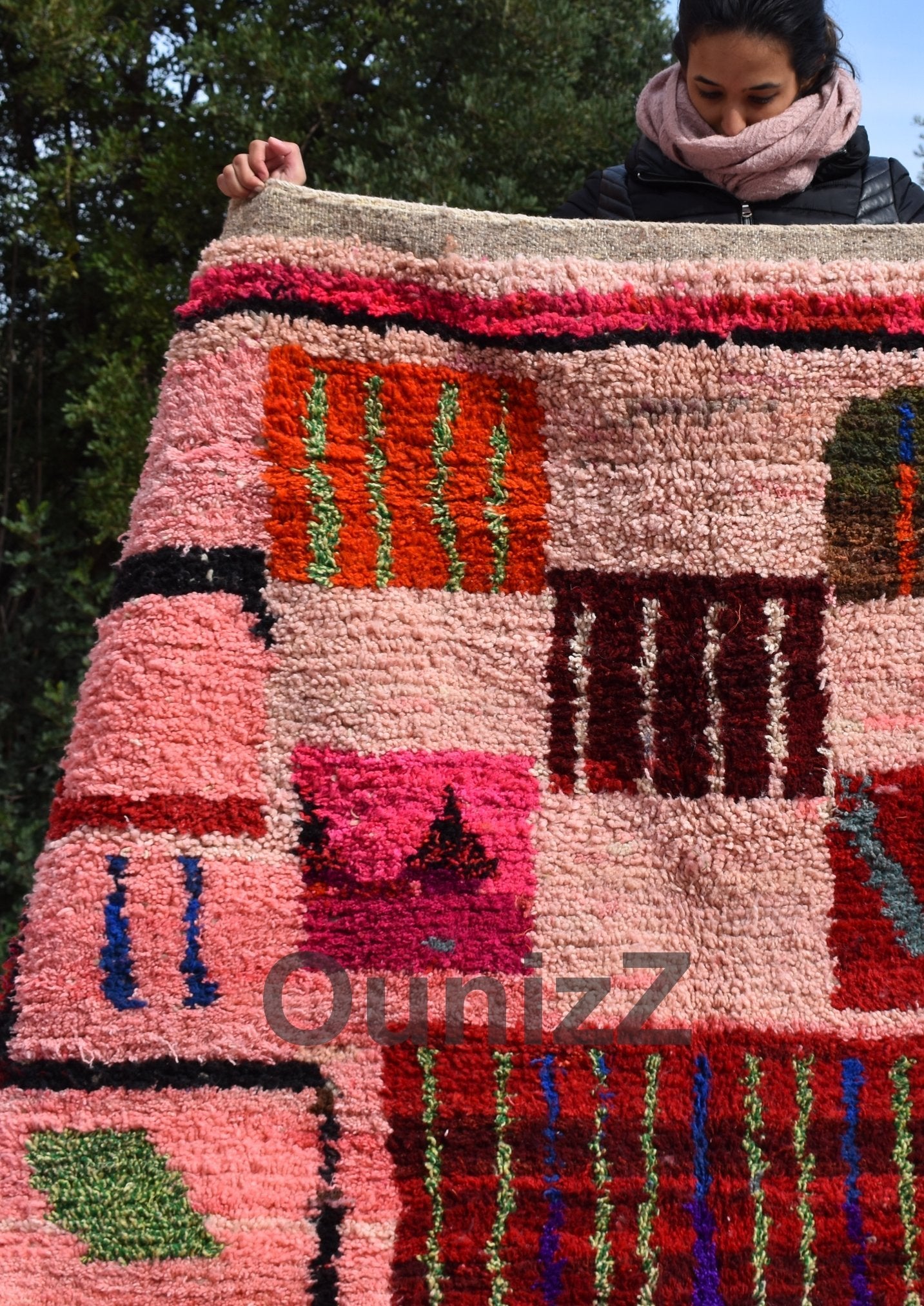 MIRA | 9'12x5'61 Ft | 278x171 cm | Moroccan Pink Rug | 100% wool handmade - OunizZ
