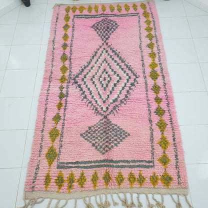 MIWARDA Moroccan Rug Pink Boujaad | | 8'7x5 Ft | 2,66x1,53 m | 100% wool handmade - OunizZ