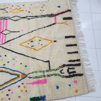 MJEBA | 9'8x6'4 Ft | 3x2 m | Moroccan White Rug | 100% wool handmade - OunizZ