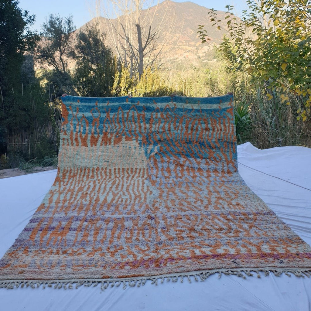 Mjerda | MOROCCAN RUG BOUJAD | Moroccan Berber Rug | Colorful Rug Moroccan Carpet | Authentic Handmade Berber Living room Rugs | 13'87x9'71 Ft | 420x296 cm - OunizZ