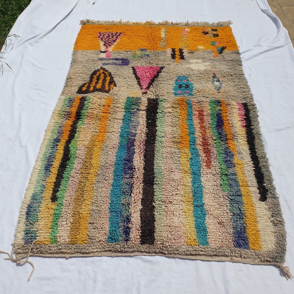 MKACHRAD | 8x5 Ft | 2,5x1,5 m | Moroccan Colorful Rug | 100% wool handmade - OunizZ