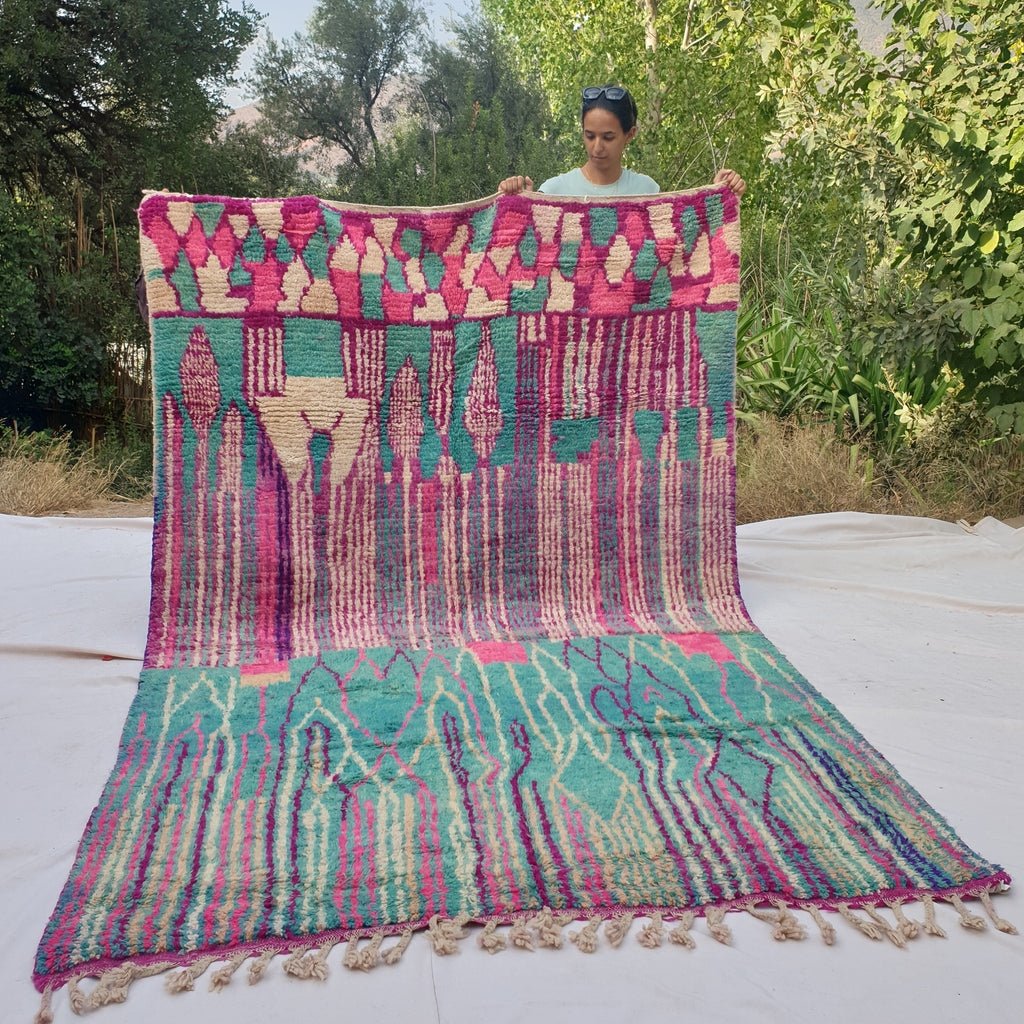 Mlahia - MOROCCAN BOUJAAD RUG | Berber Colorful Area Rug for living room Handmade Authentic Wool | 9'45x6'23 Ft | 288x190 cm - OunizZ