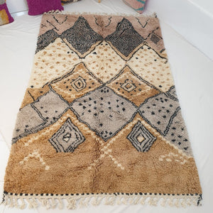 Moroccan Beni Ouarain Brown & Beige Rug | BENINAGRA | 9'7 x 6'4 Ft | 3x2 m | 100% wool handmade - OunizZ