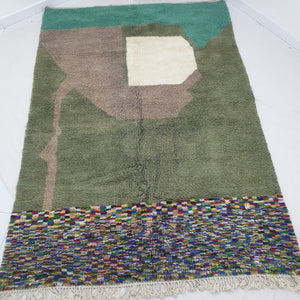 Moroccan Beni Ourain Green Rug | LWAYA | 9'9" x 6'8" Ft | 3x2 m | 100% wool handmade - OunizZ