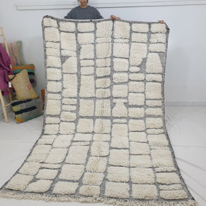Moroccan Beni Ourain Rug | YAJOUZ | 10'3" x 6'3" Ft | 3,13x1,93 m | 100% wool handmade - OunizZ