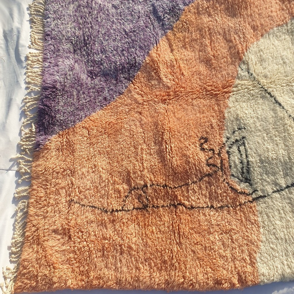 Moroccan Beni rug Ultra Soft & Thick | 10x6'6 Ft | 3x2 m | KISSMI | Moroccan Colorful Beni Mrirt Rug | 100% wool handmade - OunizZ