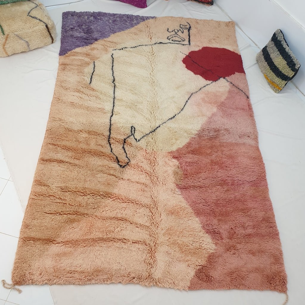 Moroccan Beni rug Ultra Soft & Thick | 10'x6'7 Ft | 3x2 m | KISSMI | Moroccan Colorful Beni Mrirt Rug | 100% wool handmade - OunizZ