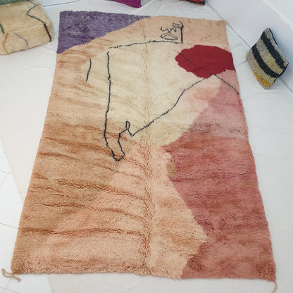 Moroccan Beni rug Ultra Soft & Thick | 10'x6'7 Ft | 3x2 m | KISSMI | Moroccan Colorful Beni Mrirt Rug | 100% wool handmade - OunizZ