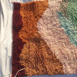 Moroccan Beni rug Ultra Soft & Thick | 8x5 Ft | 2,40x1,50 m | Natan | Moroccan Colorful Beni Mrirt Rug | 100% wool handmade - OunizZ