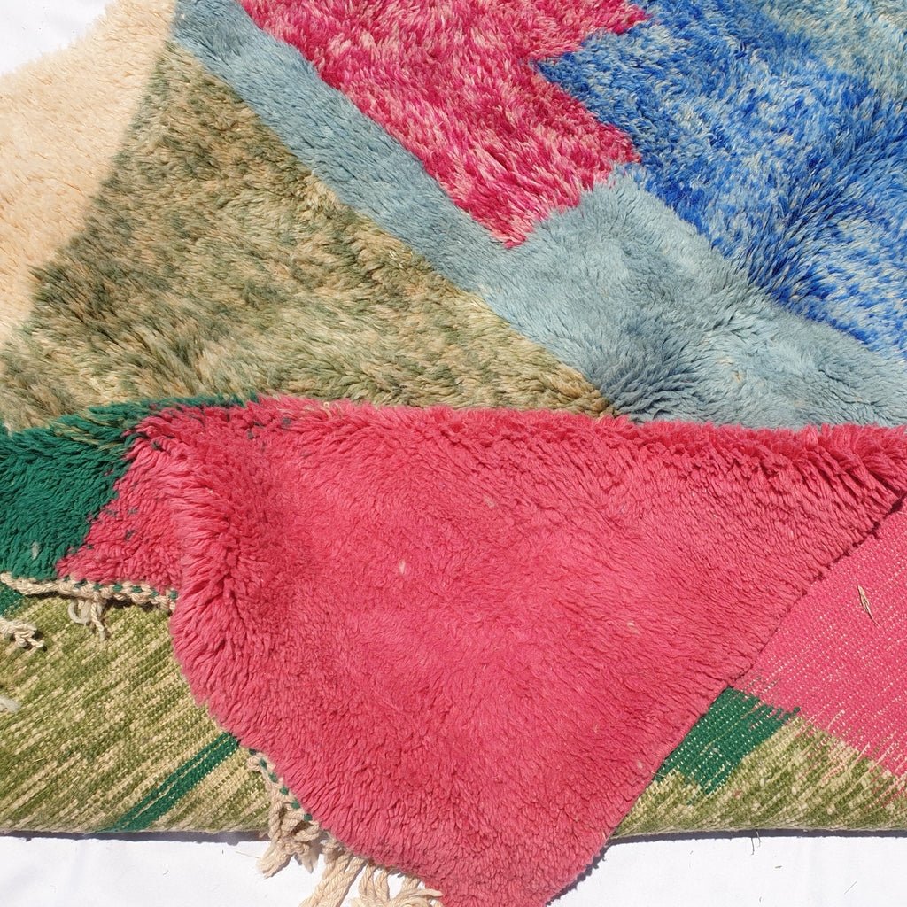 Moroccan Beni rug Ultra Soft & Thick | 8x5 Ft | 2,43x1,52 m | BRIA | Moroccan Colorful Beni Mrirt Rug | 100% wool handmade - OunizZ