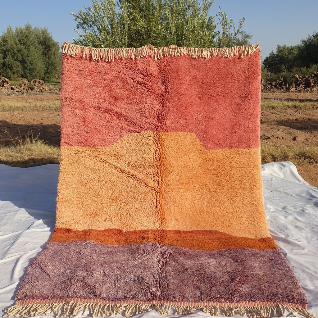 Moroccan Beni rug Ultra Soft & Thick | 9'8x7 Ft | 3x2,14 m | LAVME | Moroccan Colorful Beni Mrirt Rug | 100% wool handmade - OunizZ